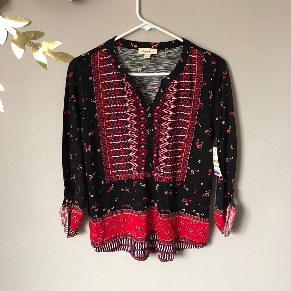 Style & Co Petite Canyon Red Top Size PS